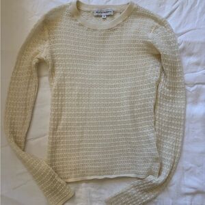 White + Warren Merino Wool Textured Cream Sweater xs